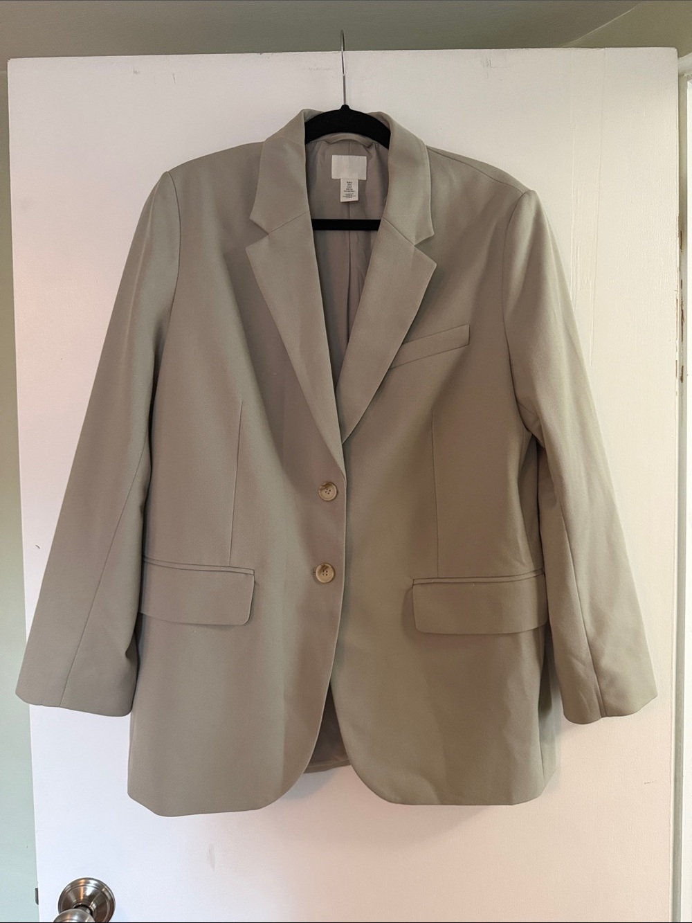 H&M Women's Oversized Blazer Jacket in Sage Green/Tan